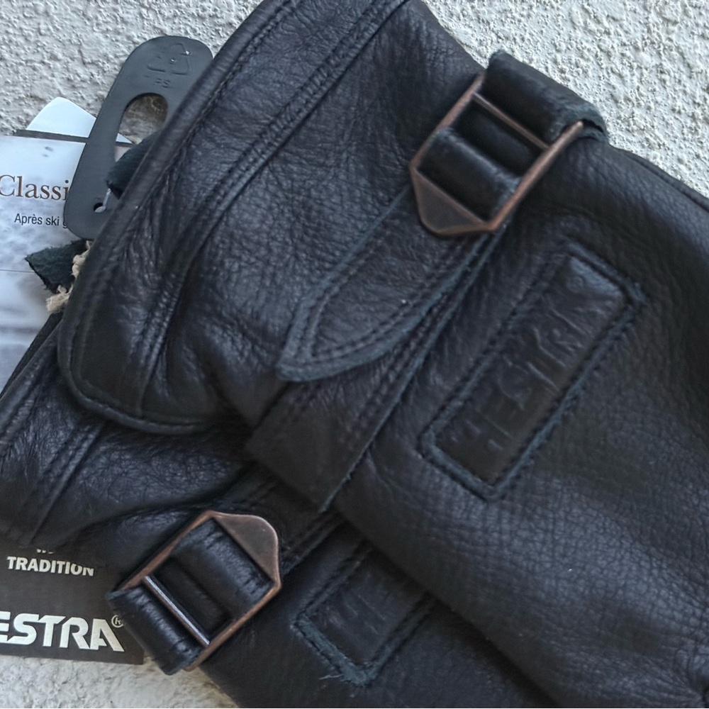 Hestra Black Rättvik Elk Leather Gloves 3176HK-10 Men's New With Tags sz 10 - Picture 7 of 12